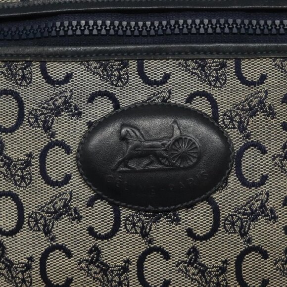 CELINE C Sulky Shoulder Bag Canvas Navy Gold - Picture 9 of 16